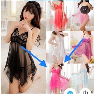 **SOLD** Bright pink lace baby-doll lingerie